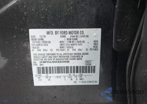 2019 Ford Edge Sel z USA, uszkodzony, nr VIN 2FMPK4J90KBB39698